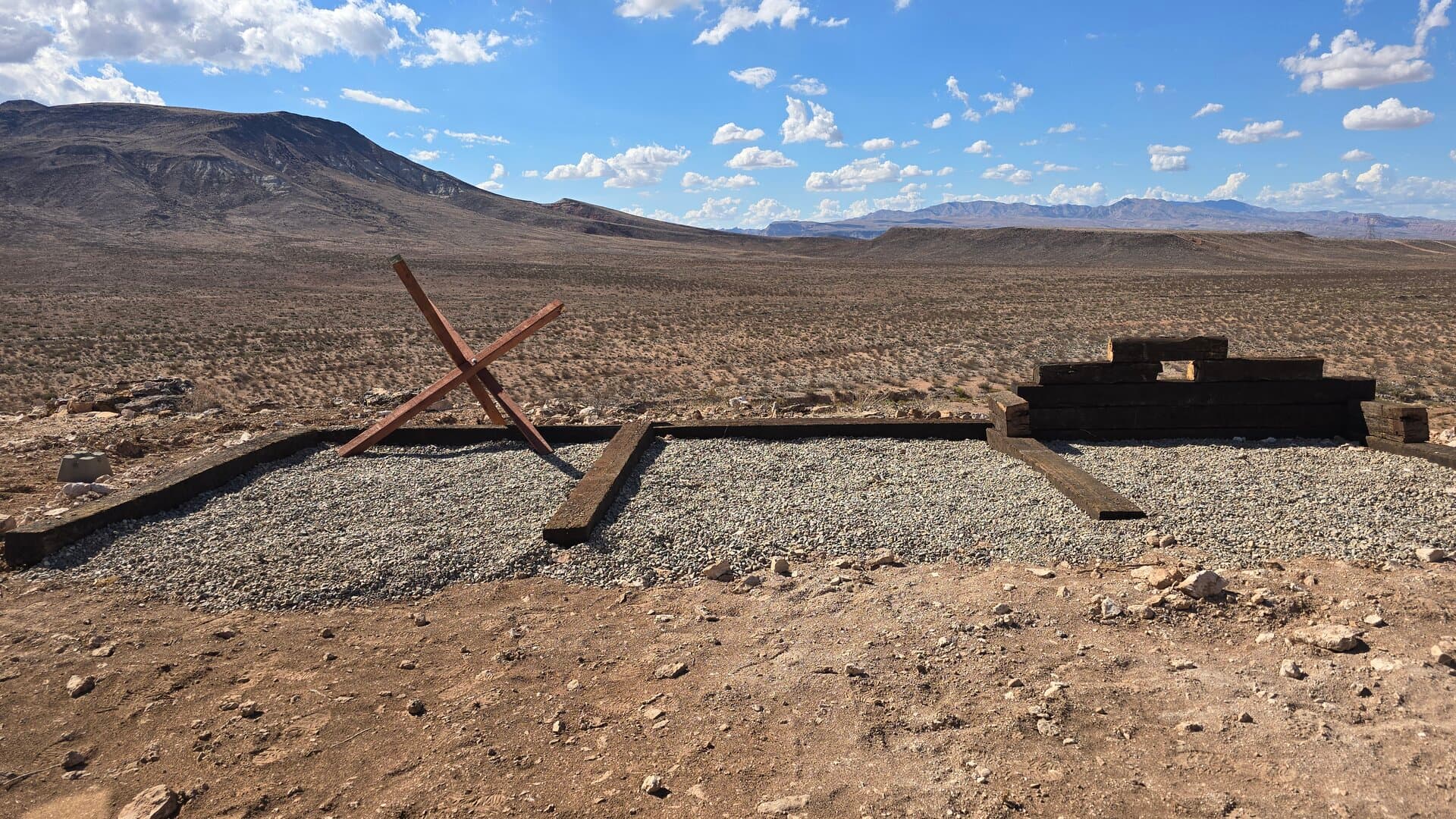 Desert range overview showing target positions and terrain